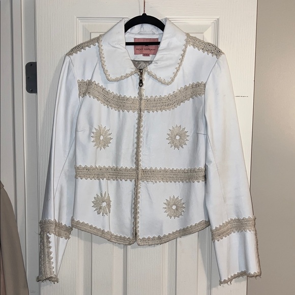 Ricky Sarkany Jackets & Blazers - Ricky Sarkany Ivory and Beige Embroidered Jacket
